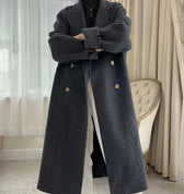 Turn-Down Collar Cashmere Wool Overcoat Black / S