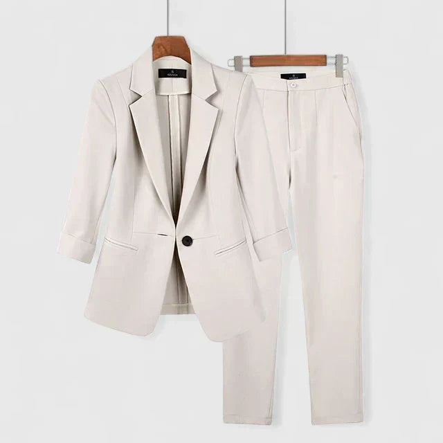 Single Button Blazer and Pants Two Piece Set