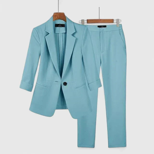 Single Button Blazer and Trousers Two Piece Set