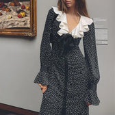New Autumn Fashionable French Style Floral Long-sleeved Elegant Casual Vestidos Midi Dress