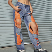 Booty Lifting Straight Leg Streetwear Jeans Blue / Xs