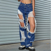 Booty Lifting Straight Leg Streetwear Jeans Dark Blue / Xs