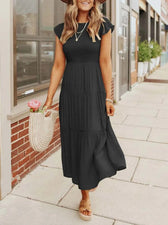 Smocked Flutter Sleeve Tiered Midi Dress 2