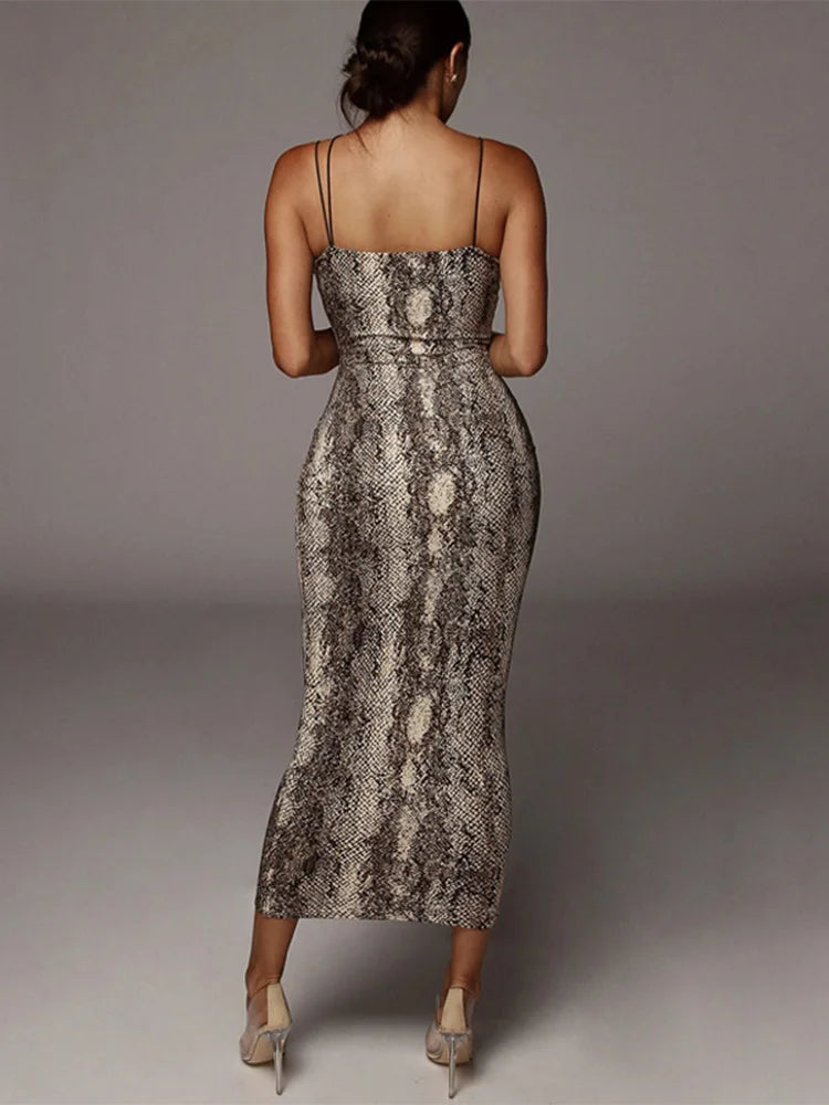Leopard print Vneck spring Christmas outfits Midi Dresses