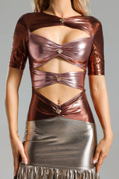 Metallic Cut Out Maxi Dress - View 6