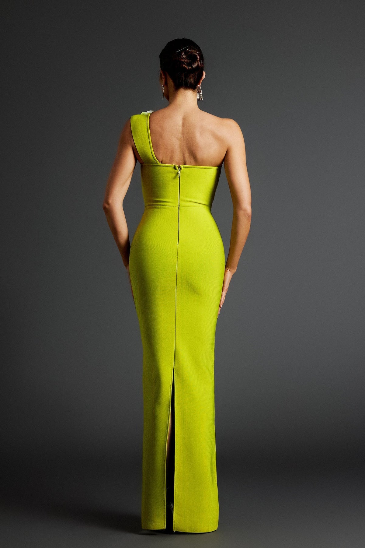 Bandage Strapless Plunge Orchid Applique Bodycon Maxi Dress 6