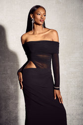 Lillian Off Shoulder Sheer Maxi Mesh Dress 4