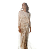 Autumn Women's White Sleeve Backless Wedding Elegant Vestidos Y2k Traf Casual Midi Dresses - View 5