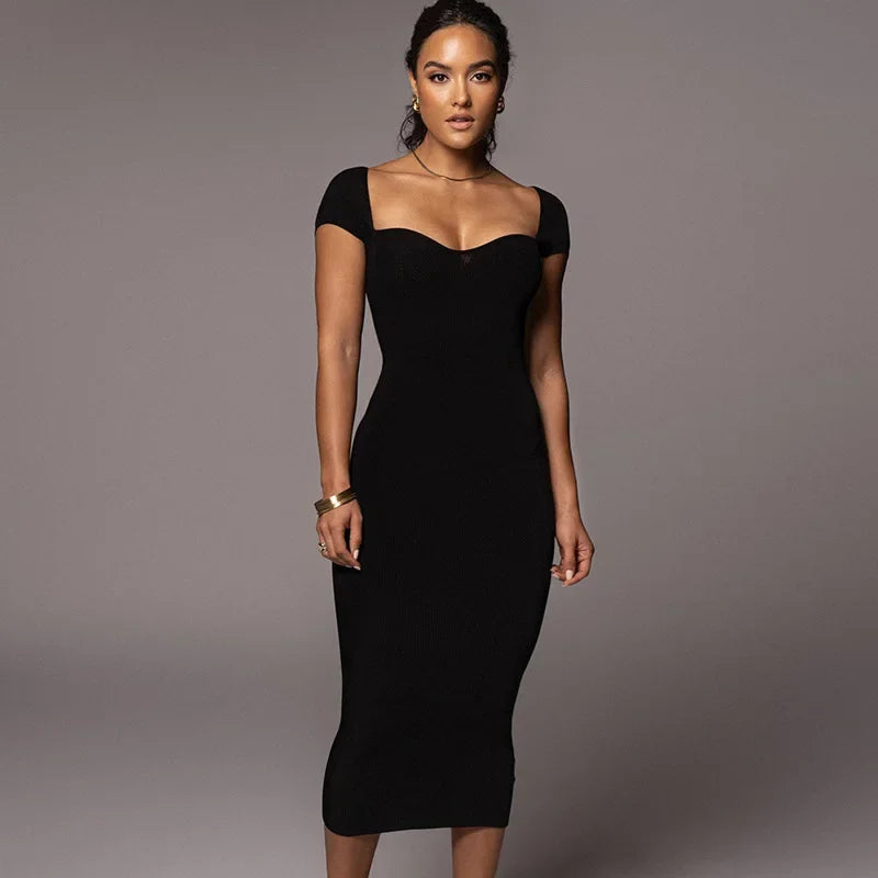 New Boat Elegant High Slim Ladies Y2K Midi Dresses