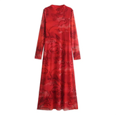 Versatile Limited Printed Screen Dress Fashion Style Year Loong Party Dress