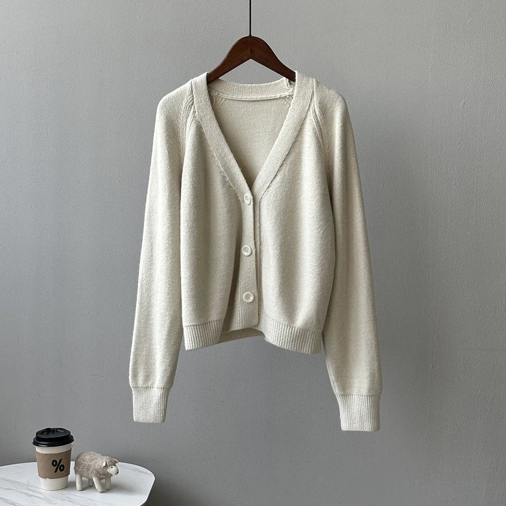 V-Neck Long Sleeve Button Front Relaxed Knit Cardigan 8