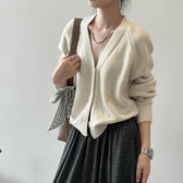 V-Neck Single Button Knitted Green Cape Women Sweater