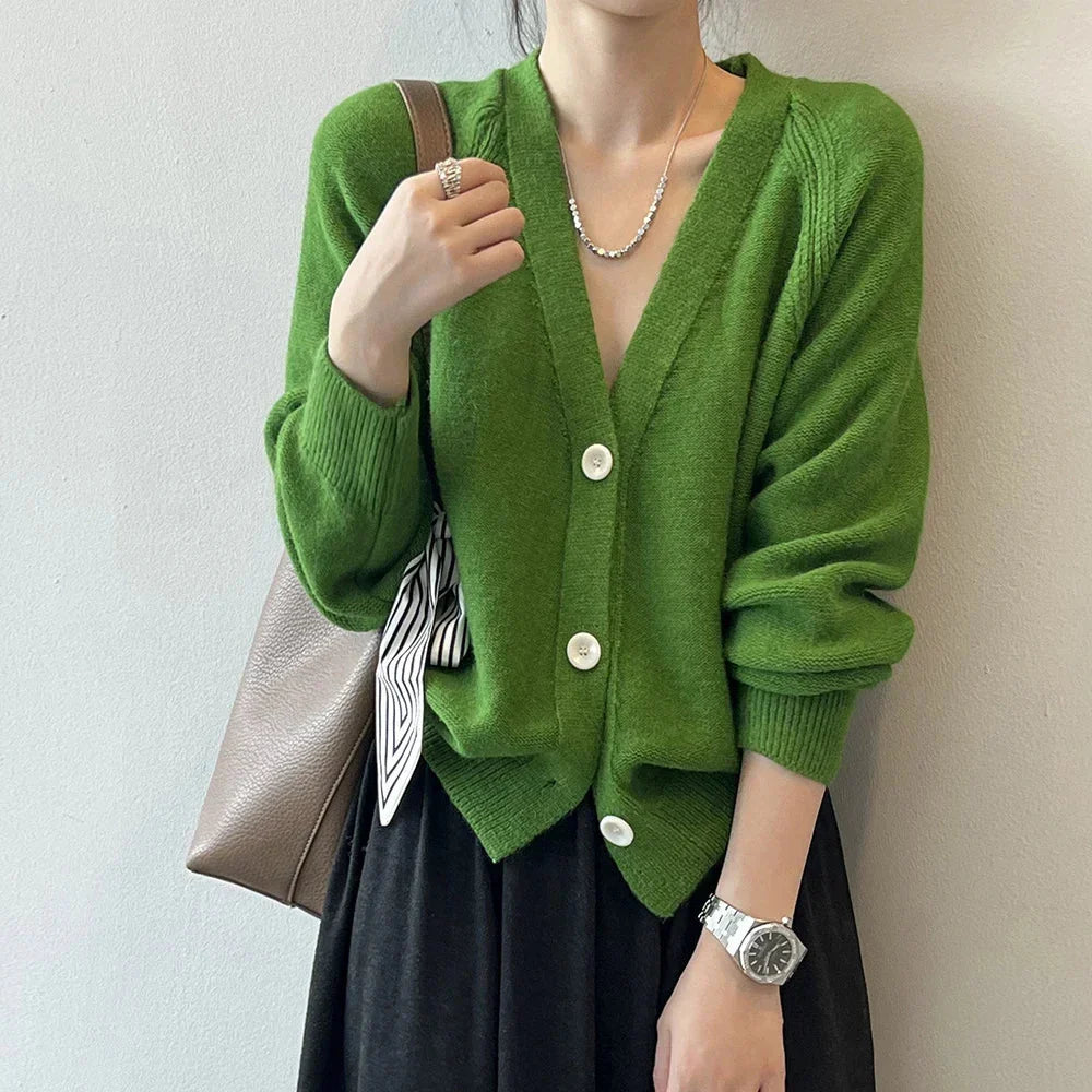 V-Neck Long Sleeve Button Front Relaxed Knit Cardigan 5