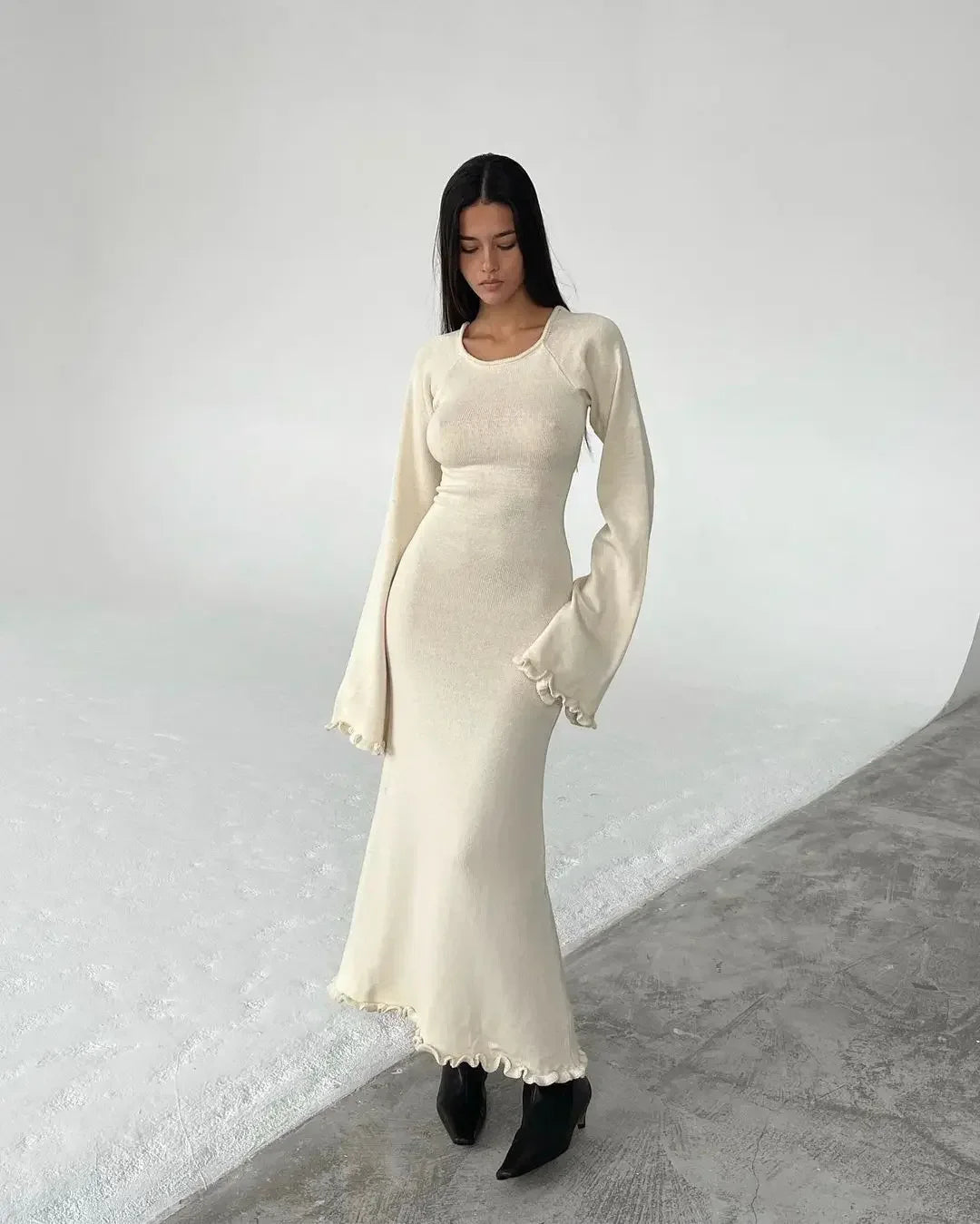 Backless Slim Comfortable Laceup Elegant Female Midi Dresses