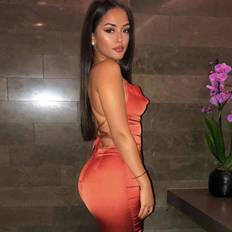 Maxi Puss Nightclub Satin Refined Casual Midi Dresses