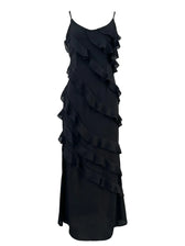 Elegant Ruffles Chiffon Backless Split Maxi Red Christmas Party Dress Black / S Dresses-L