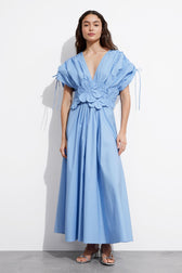Maggie Floral Applique V-neck Maxi Dress