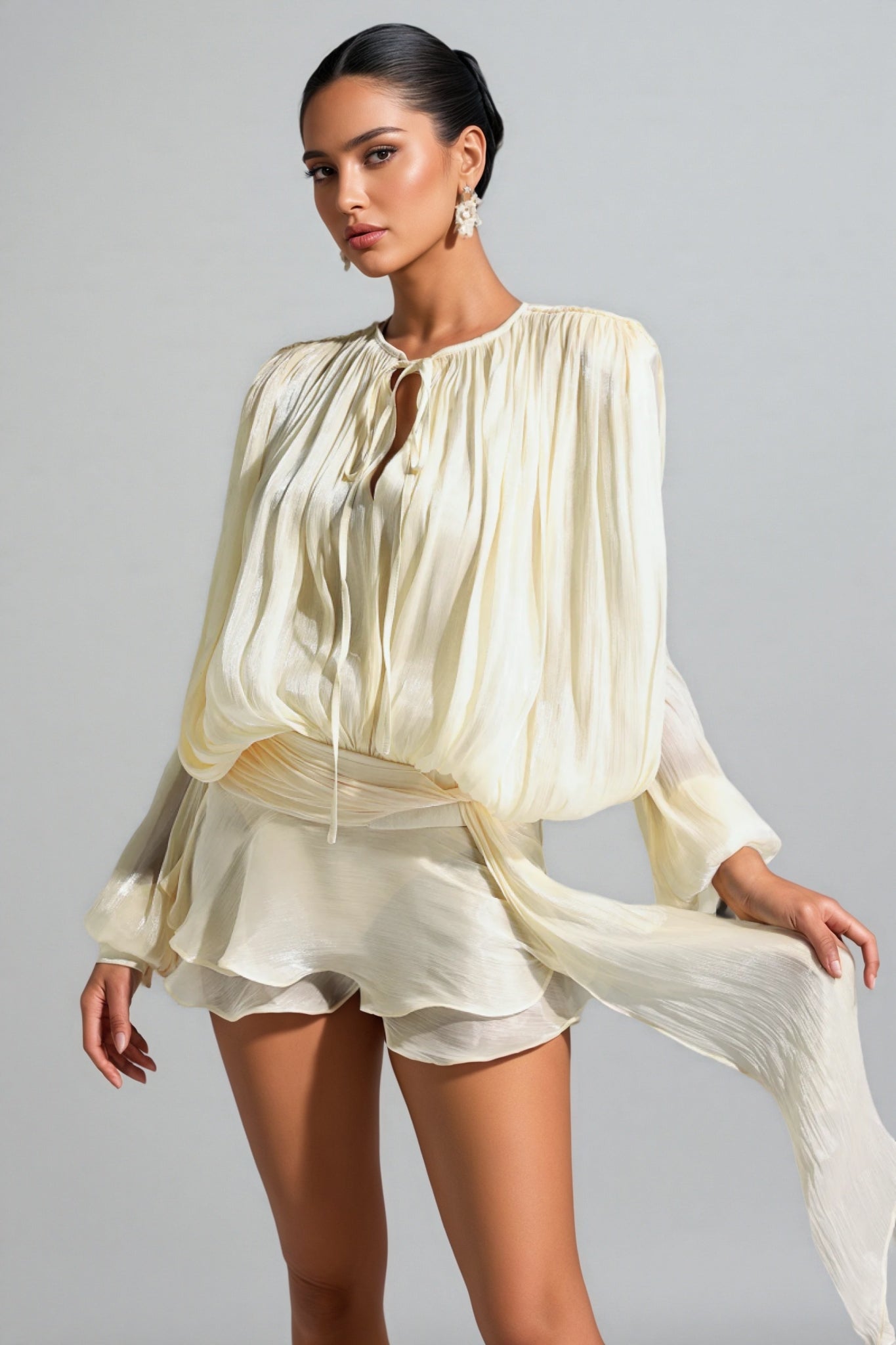 Jessamine Pleated Ruffle Mini Dress