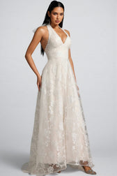 Albine Halter Sleeveless V-Neck Lace Maxi Dress - View 4