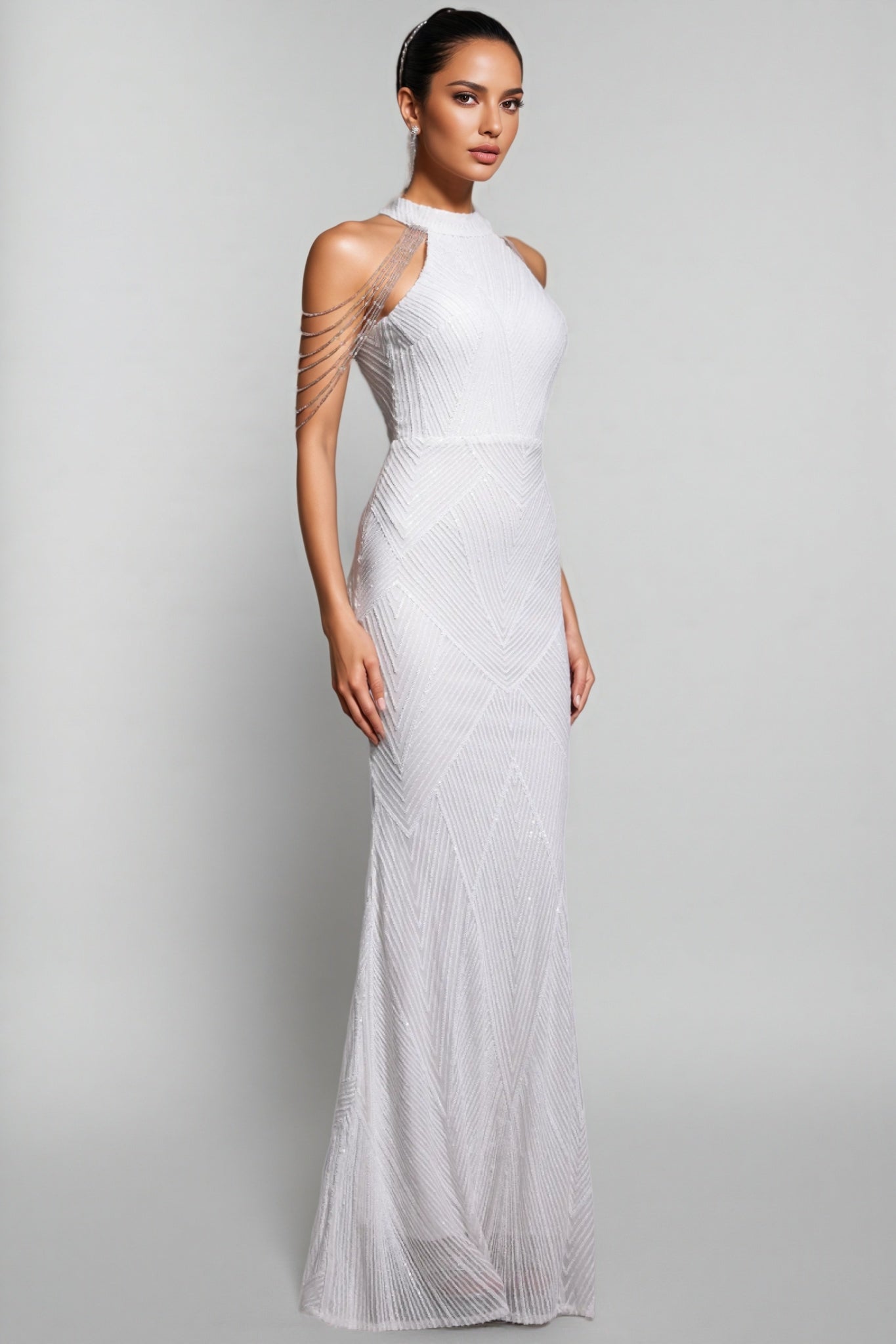 Solend Neckline Sequin Fishtail Maxi Dress - View 2