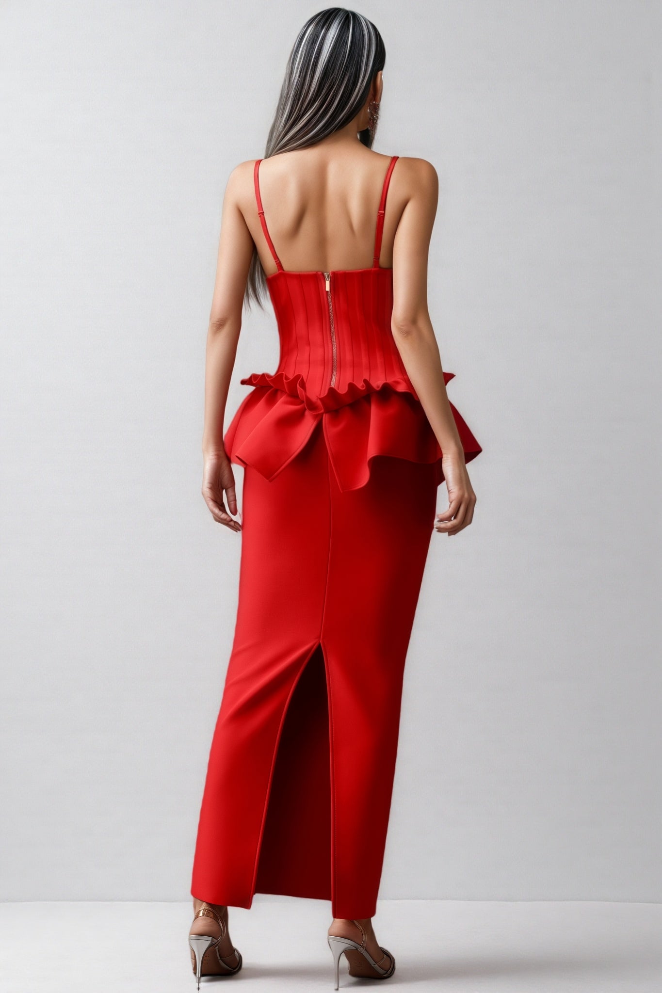 Wrelk Slim Backless Bandage Maxi Dress - View 5