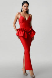 Wrelk Slim Backless Bandage Maxi Dress - View 2