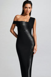 Zinnilk One Shoulder Diamond Bandage Maxi Dress - View 4