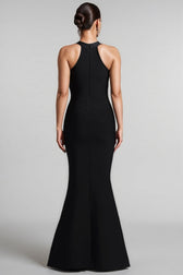 Perley Bandage Halter Fishtail Maxi Dress - View 3
