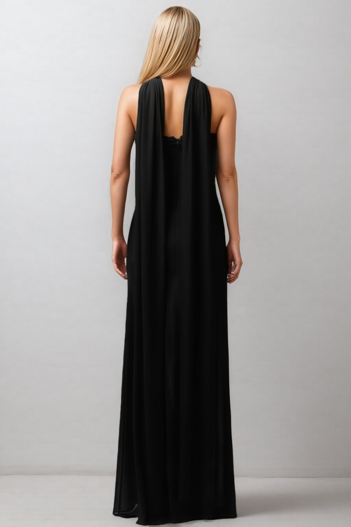 Strapless Sheer Mesh Skirt Scarf Neck Bandage Maxi Dress 5