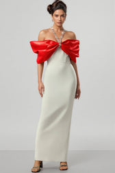 Yetta Halter Diamond Bow Bandage Maxi Dress