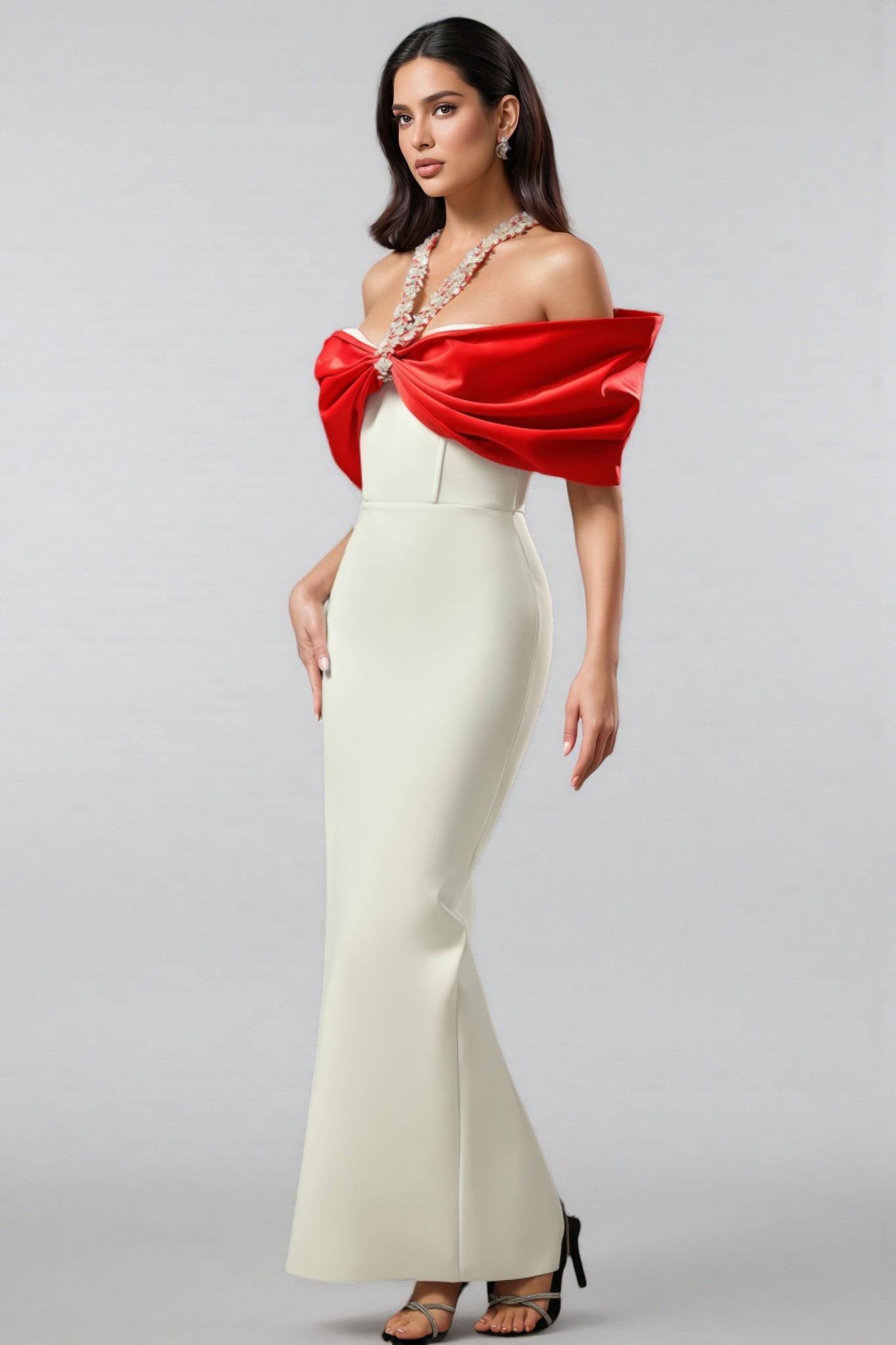 Yetta Halter Diamond Bow Bandage Maxi Dress - View 2
