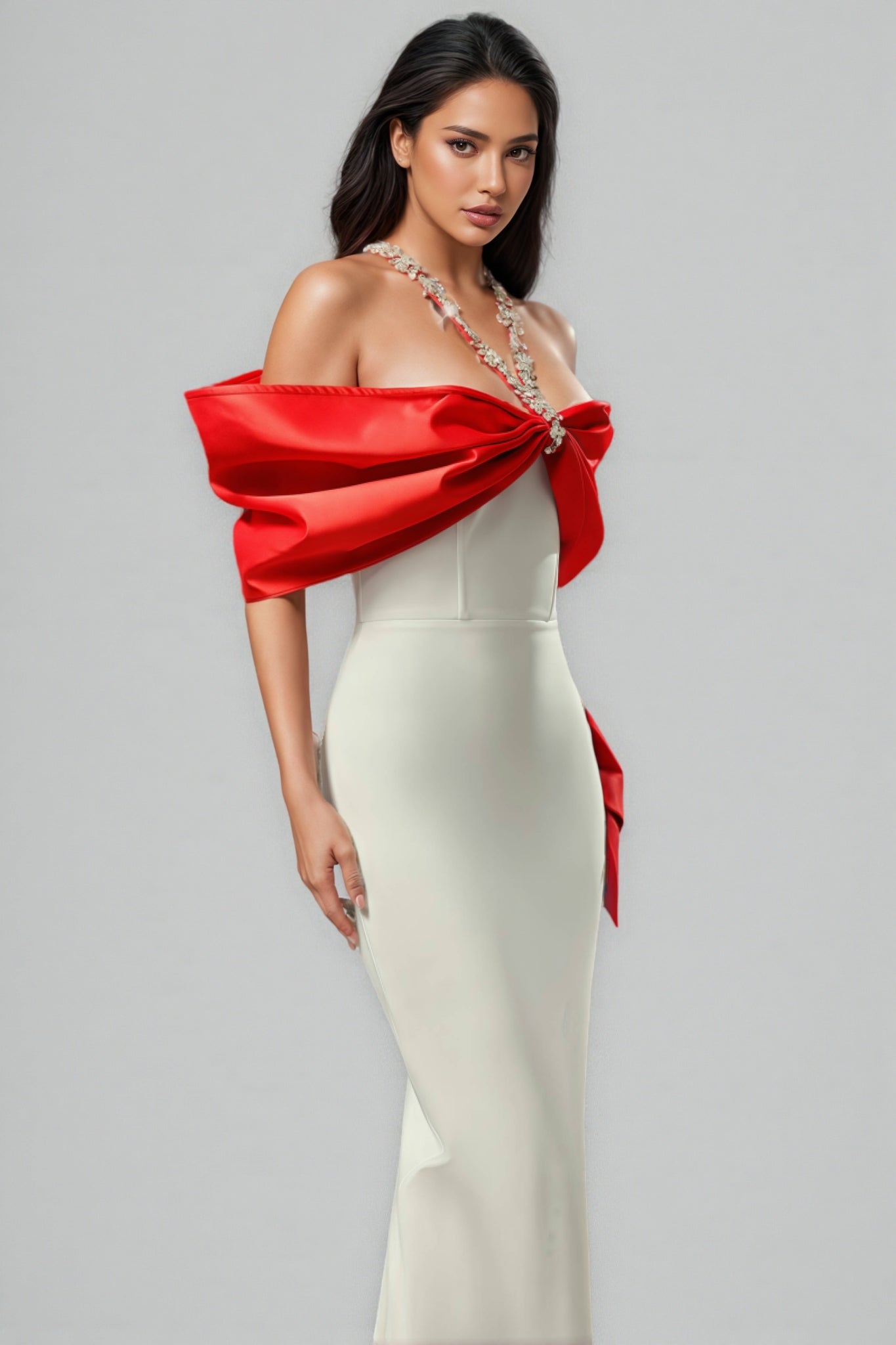 Yetta Halter Diamond Bow Bandage Maxi Dress - View 5