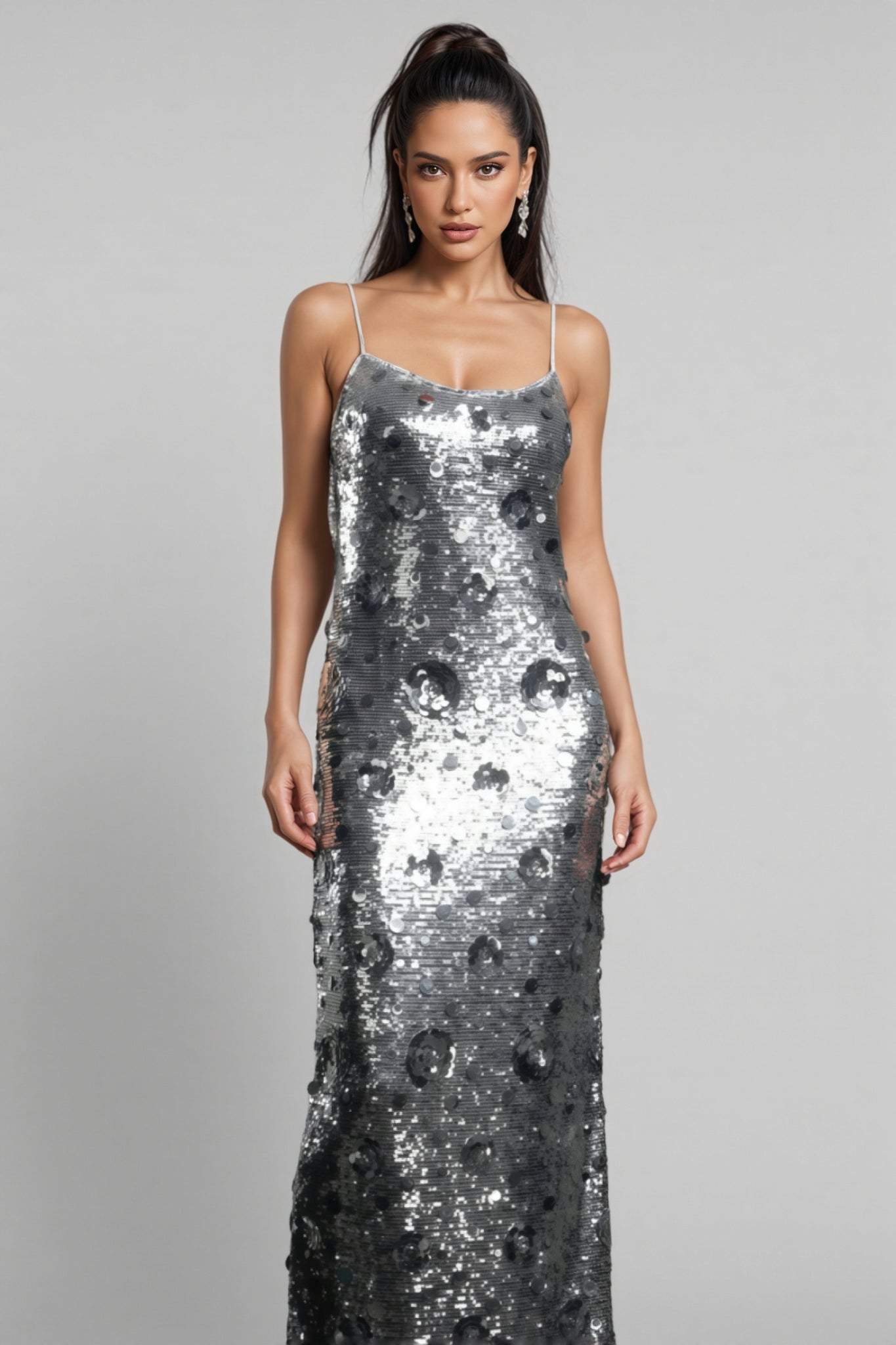 Dilara Strappy Floral Sequinned Maxi Dress