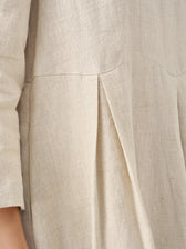 Pleated Round Neck Pocket A-Line Maxi Dress 10