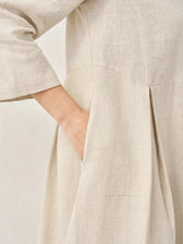 Pleated Round Neck Pocket A-Line Maxi Dress 11