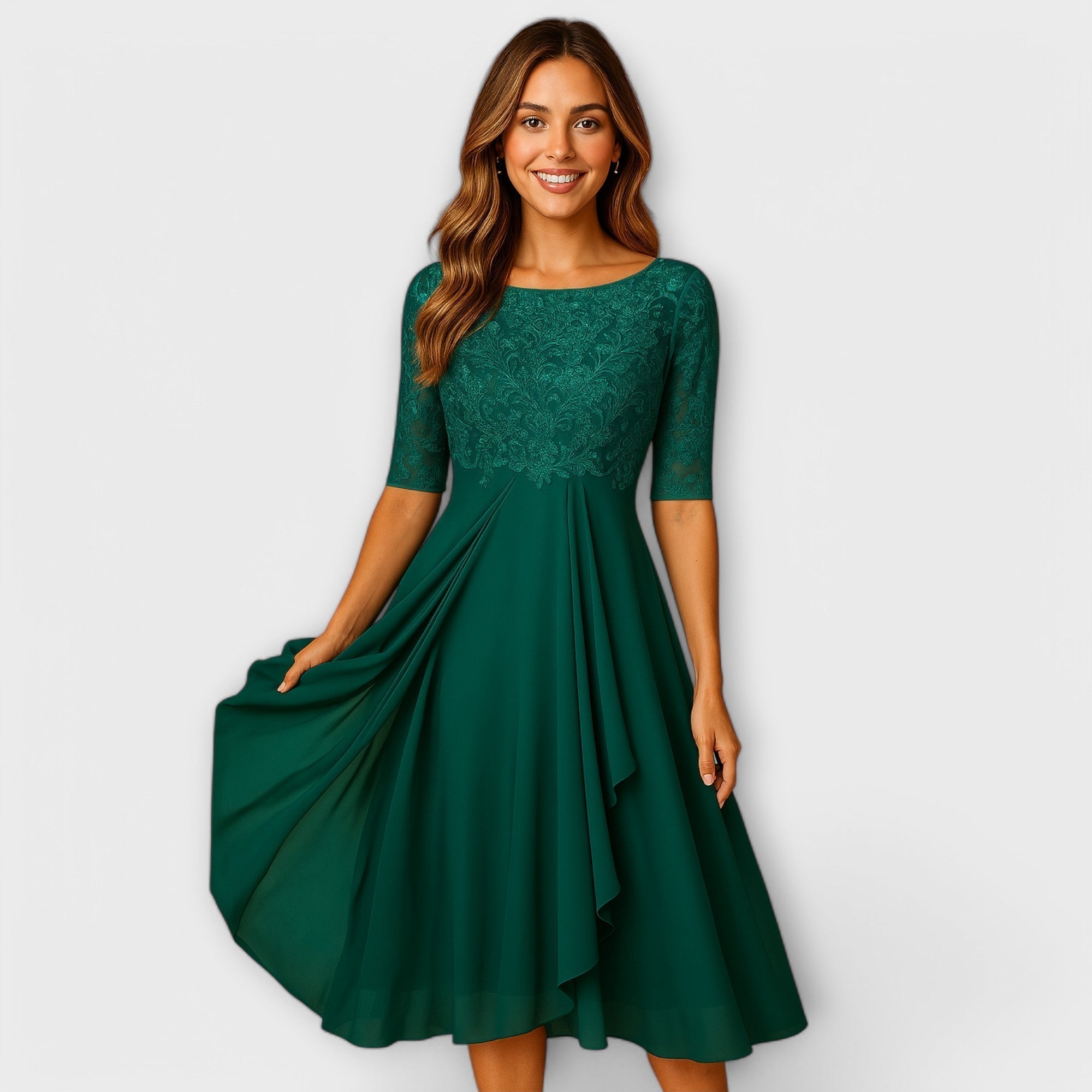 Esmée | Stylish Midi Dress Dark Green