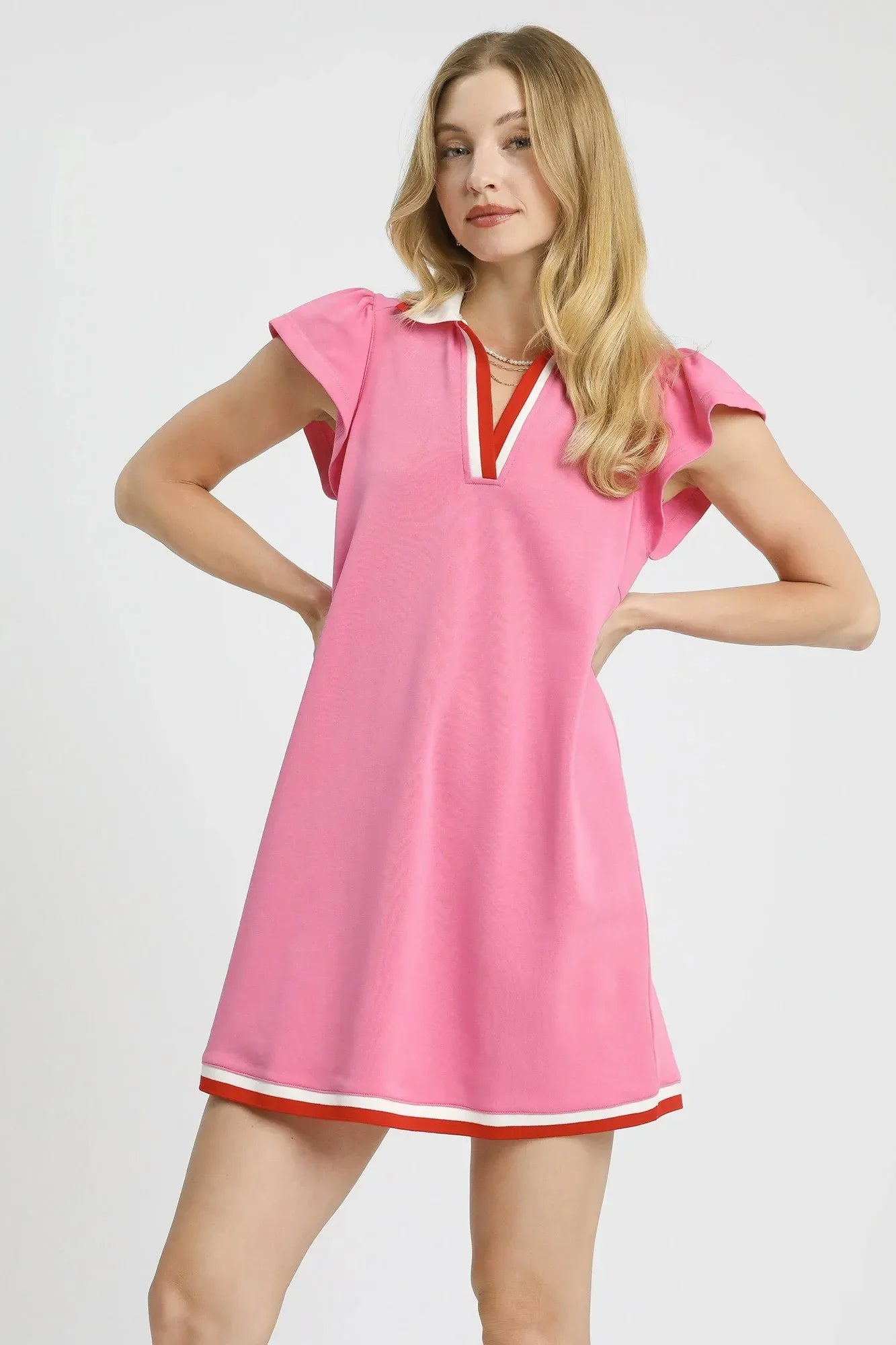 Bold Trim Pink Mini Dress Pink