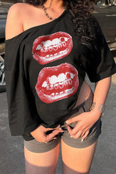 Edgy Graphic Slouchy Tee T-Shirt