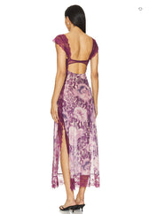 Floral Lace Trim Cut Out Slip Midi Dress 48