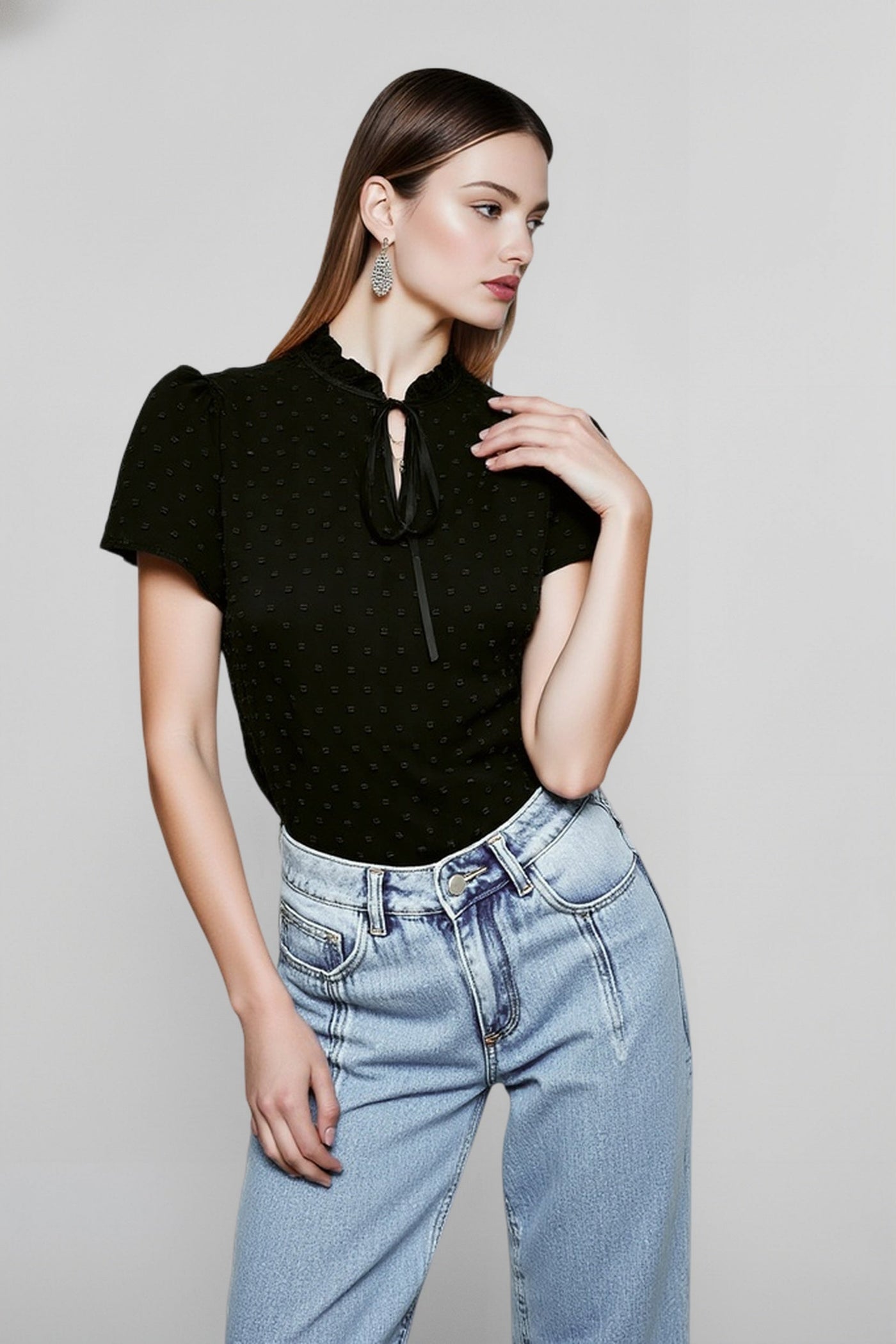 Summer Office Casual Bow Tie Collar Blouse