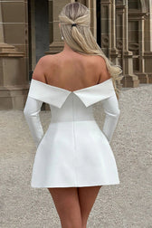 Backless One Shoulder Strapless Slim Long-Sleeve A Line Chic Cocktail Dress 2