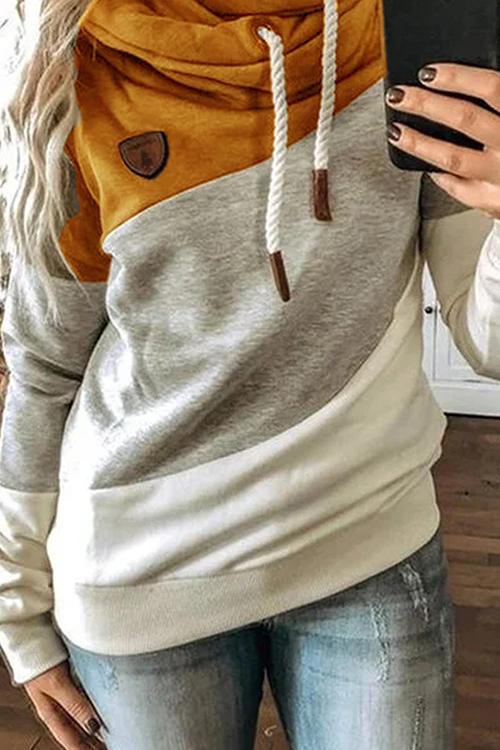 Color Block Drawstring Hoodie