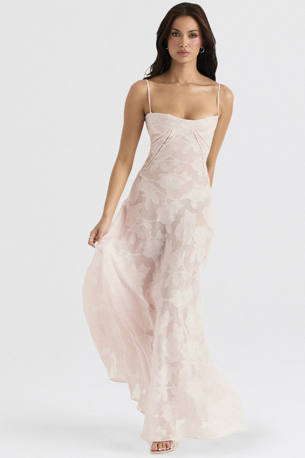 Lace Tie-Strap Romantic Maxi Dress - View 11