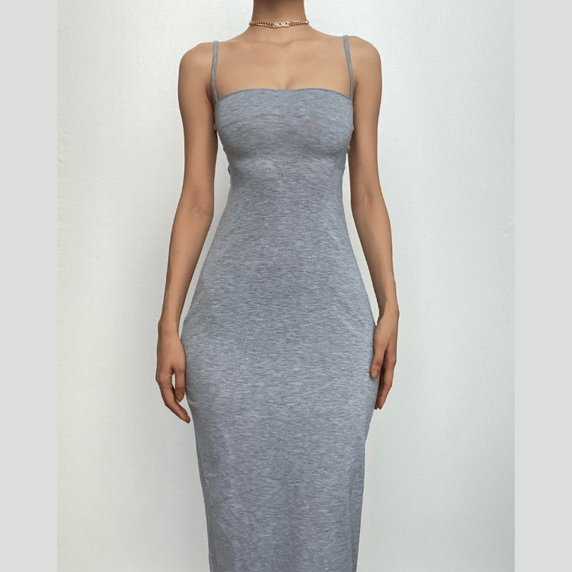 Cross back lace up self tie backless solid square neck midi dress 2