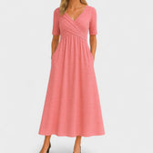 V-Neck Short Sleeve Fit and Flare Midi Dress 7
