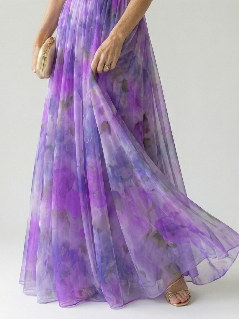 Floral V-Neck Spaghetti Strap Wrap Maxi Dress