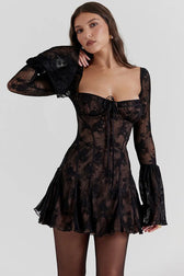 Days of Beauty Lace Long Sleeve Mini Dress - 3 Colors - View 2