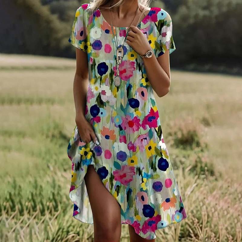 Solange Timeless Floral Cotton and Linen Dress Elevated Occasion Wear