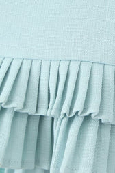 Low-Rise Pleated Denim Mini Skort