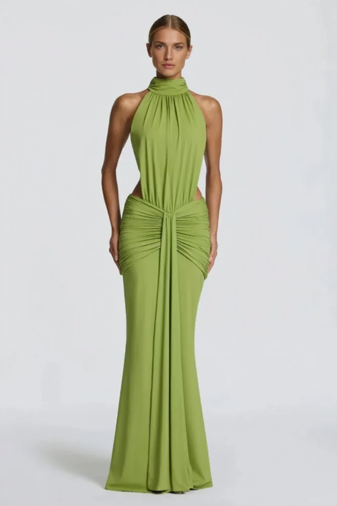 Solid Backless Mermaid Bodycon Party Dress